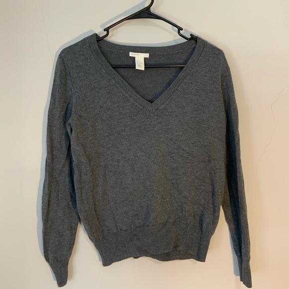 plain grey V neck sweater - Picture 1 of 3